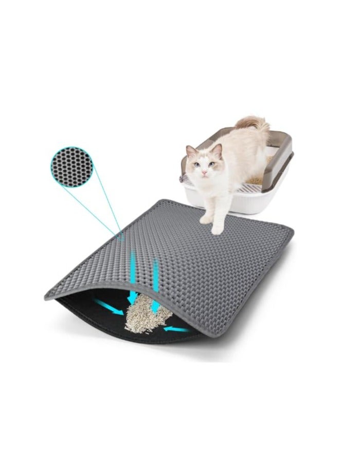 Grey Litter Mat for Cats – Large Size | Anti-Scatter, Waterproof & Washable - Image 1
