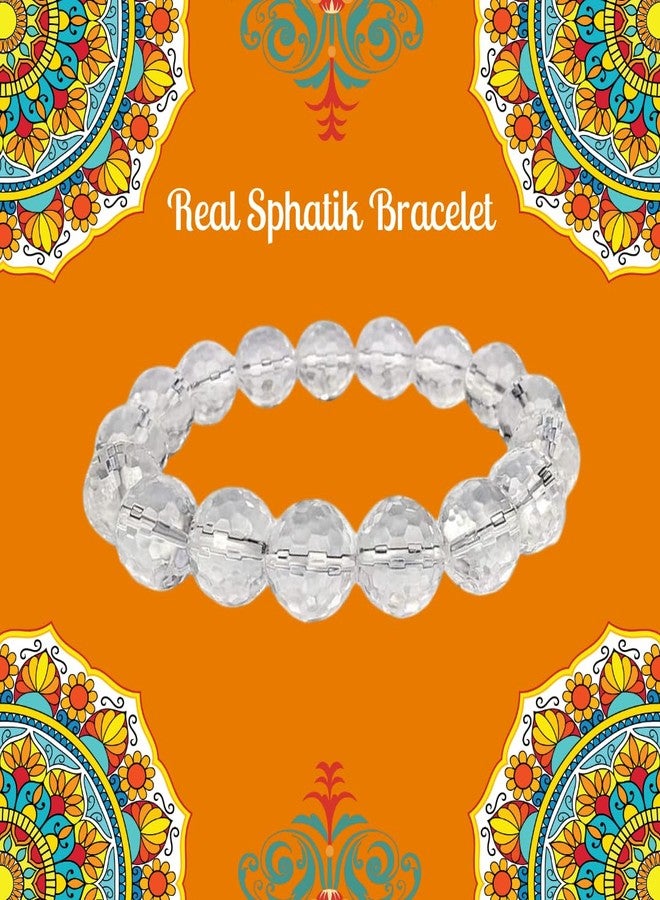 PICCOTI Original Sphatik Bracelet | Diamond Subsitute Bracelet for Calmness, Money, Beauty and Glamour | Clear Quartz | 12 mm beads | for Men & Women | Valentine Day Gift - Image 5