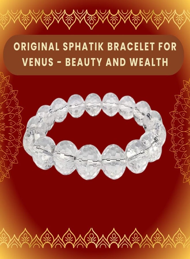 PICCOTI Original Sphatik Bracelet | Diamond Subsitute Bracelet for Calmness, Money, Beauty and Glamour | Clear Quartz | 12 mm beads | for Men & Women | Valentine Day Gift - Image 3