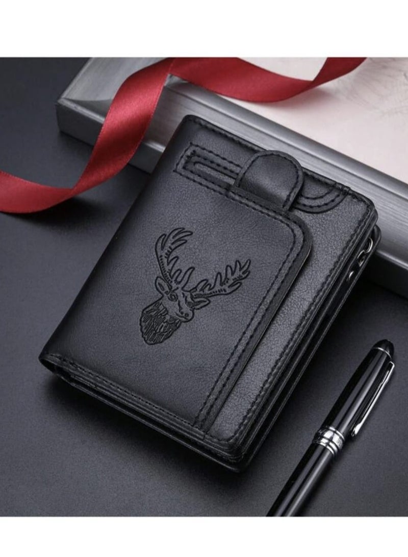 New Vintage Style Men Wallet, Deer Head Design, Multifunctional Zipper Wallet, Multiple Card Slots, Multi-function Card Holder for Youth Students, Great Gift for Men  - Image 3