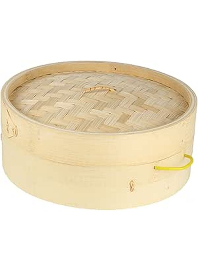 2pcs Bamboo Steamer Basket 25 5CM Reusable with Lid for Dim Sum Dumplings Vegetables - Image 1