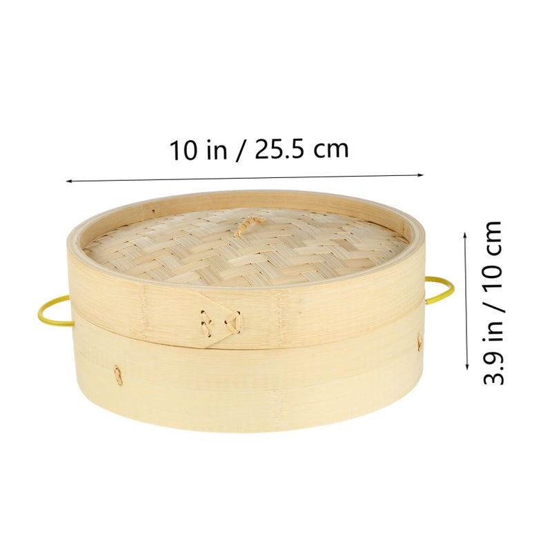 2pcs Bamboo Steamer Basket 25 5CM Reusable with Lid for Dim Sum Dumplings Vegetables - Image 3