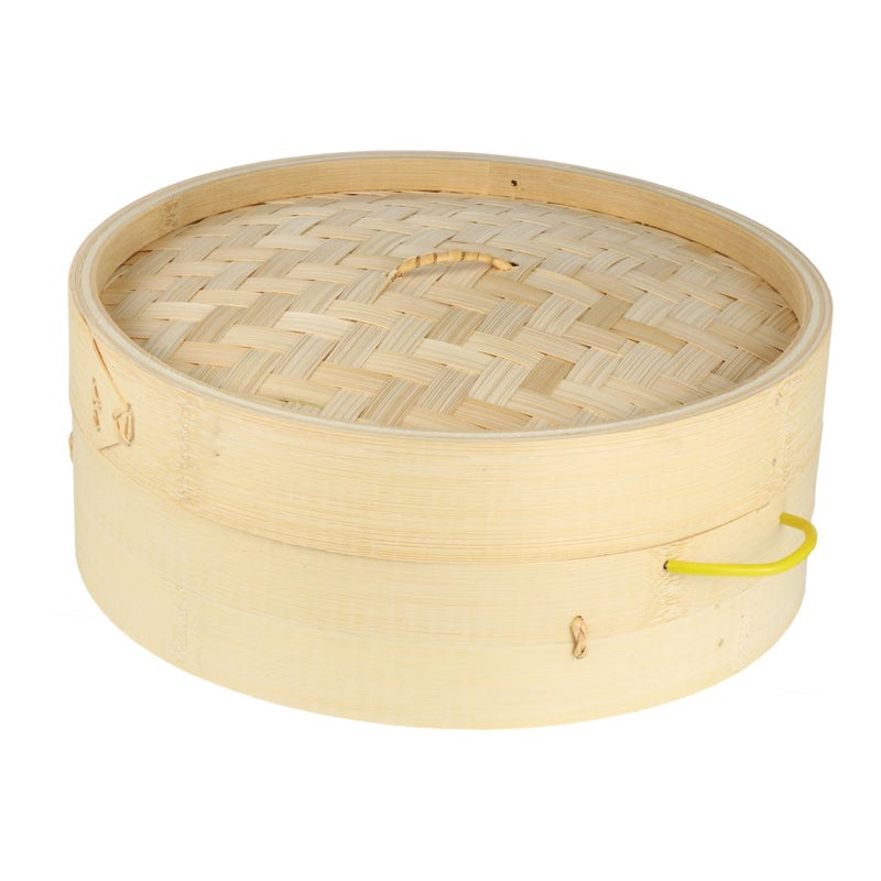 2pcs Bamboo Steamer Basket 25 5CM Reusable with Lid for Dim Sum Dumplings Vegetables - Image 2