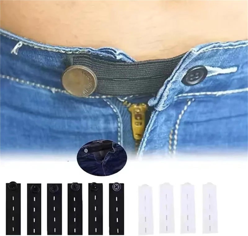 100pcs Pant Extender Belt Unisex Waist Band Tight Trousers Jeans Skirts Maternity Button Hooks Garment DIY Sewing Supplies(White) - Image 4
