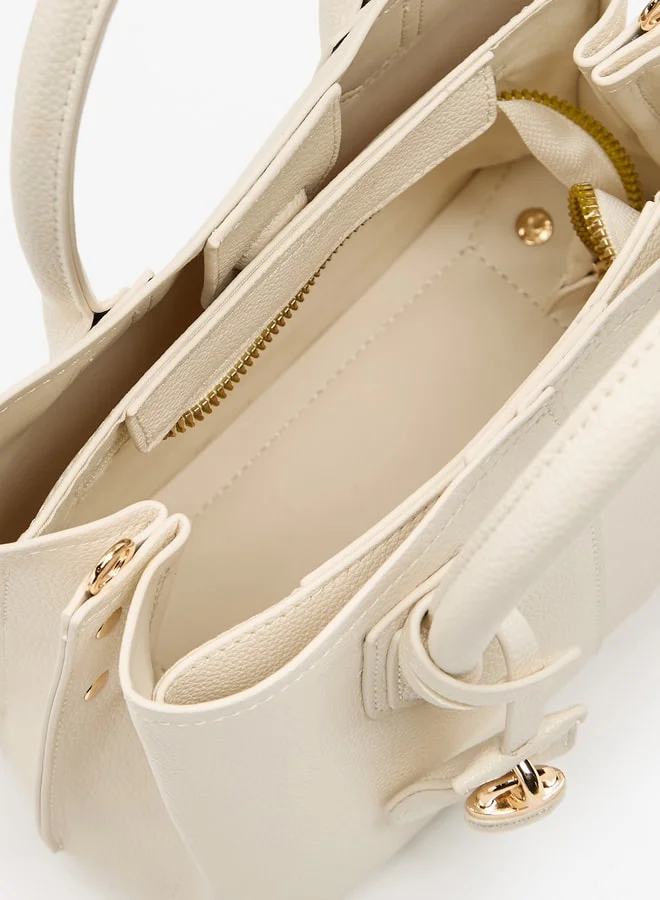 فلورا بيلا من شو إكسبرس Textured Tote Bag with Double Handle and Zip Closure