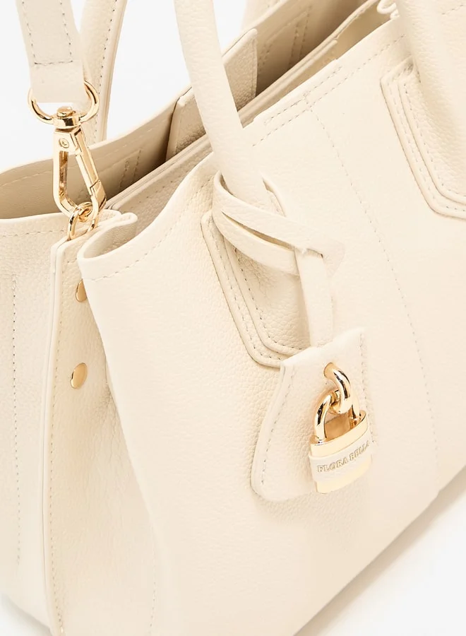 فلورا بيلا من شو إكسبرس Textured Tote Bag with Double Handle and Zip Closure