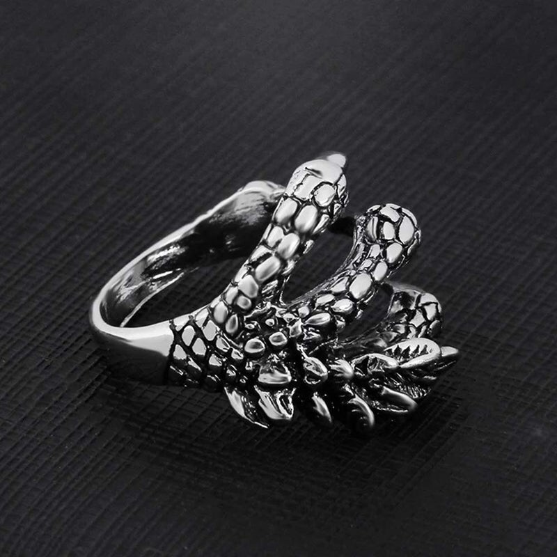 LARVOVUE Adjustable Opening Dragon Claw Ring for Women Men's, Vintage Eagle Claws Rings Silver - Image 5