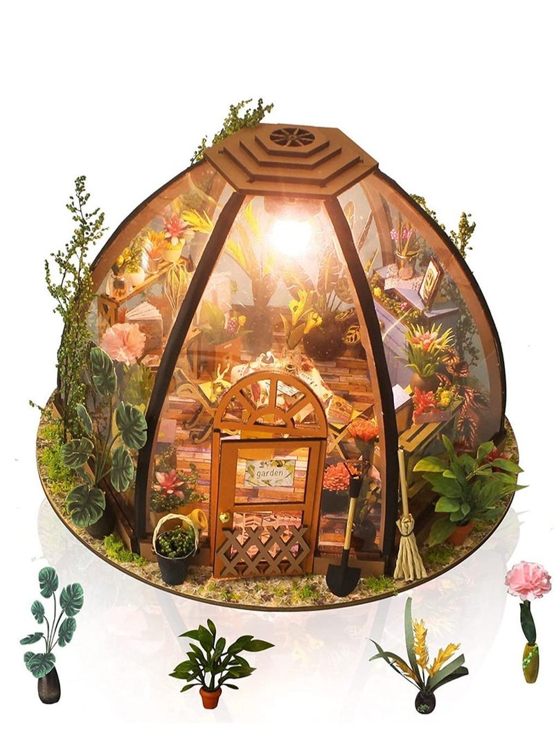 Y&D Diy Mini Doll House Set Birthday Handmade Gift Green Plant Flower Shop  - Image 1