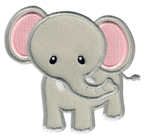 PatchMommy Elephant Patch, Iron On/Sew On - Appliques for Kids Children (Grey/Pink) - Image 5