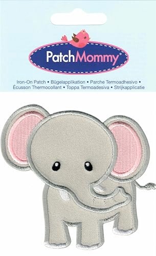 PatchMommy Elephant Patch, Iron On/Sew On - Appliques for Kids Children (Grey/Pink) - Image 3