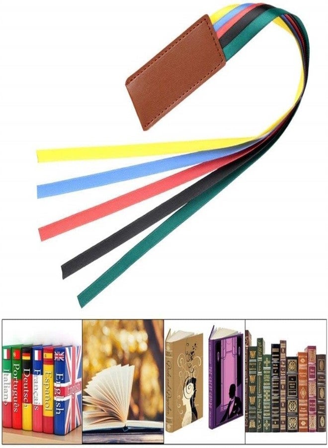 Weicoca Multi-Color Bible Ribbon Bookmark Vintage Artificial Leather Bookmarks -Creative Page Markers with 5 Colorful Ribbons for Books -Markers Artificial Leather Bookmark Accessories - Image 2