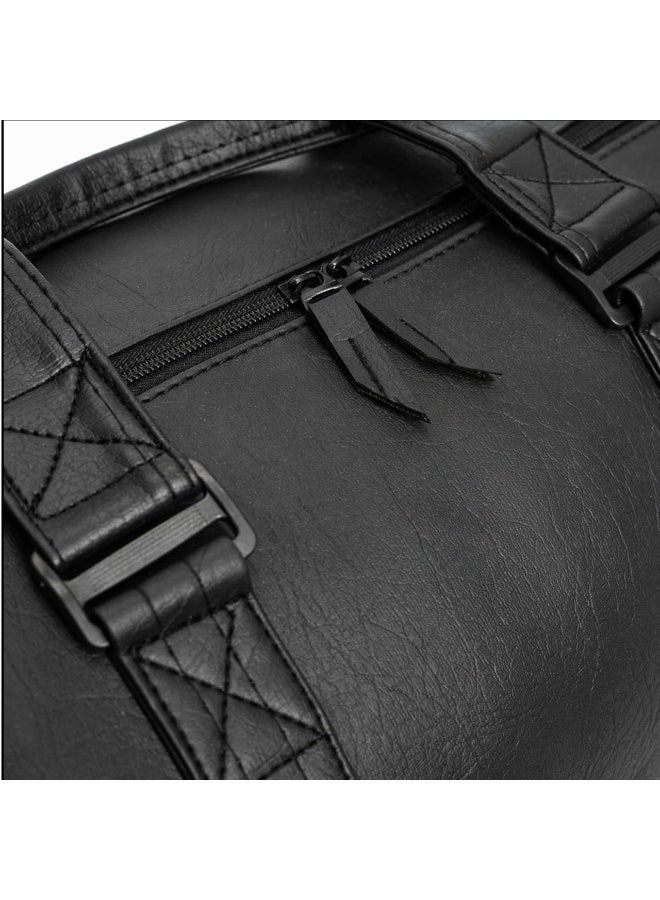 Black Synthetic Leather Travel & Gym Duffel Bag – Large Capacity, Lightweight, Durable, Black Color - Image 2
