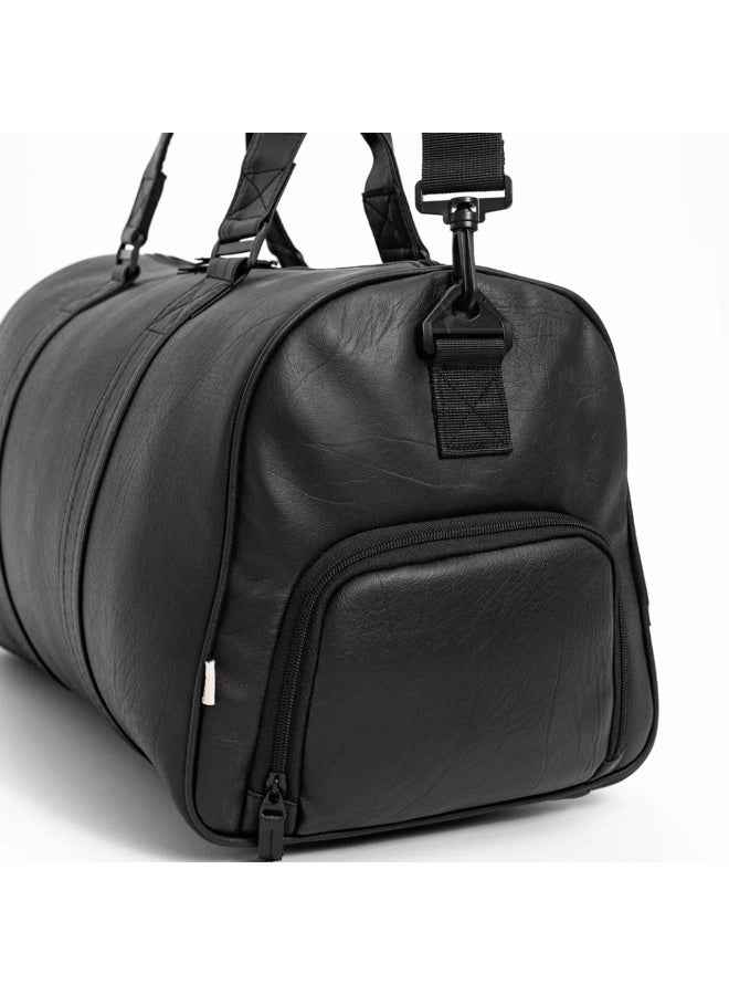 Black Synthetic Leather Travel & Gym Duffel Bag – Large Capacity, Lightweight, Durable, Black Color - Image 3