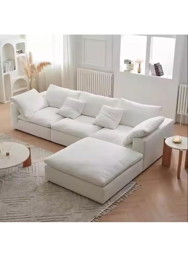 Zayn comforts Modern Living Room Sofa with Soft Dacron-Filled Seats and Versatile Seating Options (3Seater With Ottoman) - Image 1