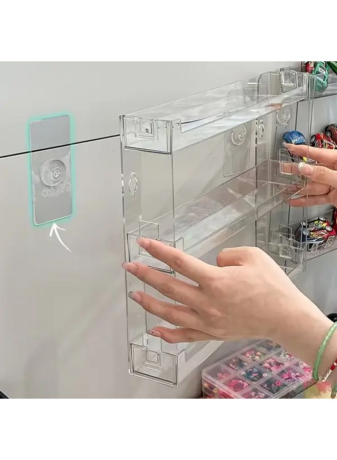 Transparent 3 Tier Wall Mounted Toy Car Storage Box Display Shelf Organizer - Image 4