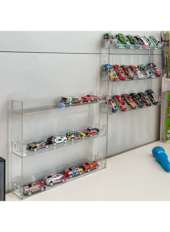 Transparent 3 Tier Wall Mounted Toy Car Storage Box Display Shelf Organizer - Image 2