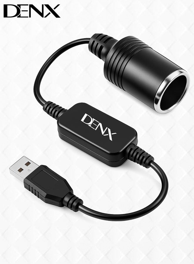 دينكس محول DENX DX905: منفذ USB إلى مقبس ولاعة السجائر بجهد 12 فولت - كابل تحويل الطاقة (من USB-A بجهد 5 فولت إلى تيار مستمر 12 فولت) مخصص للاستخدام مع كاميرات لوحة القيادة، وأجهزة تحديد المواقع (GPS)، وكاشفات الرادار، ومسجلات القيادة، ومراوح السيارات، وأجهزة تنقية الهواء، ومصابيح LED - كابل تعزيز الطاقة يعمل بنظام "التوصيل والتشغيل" (Plug and Play) ومزود بآليات حماية لضمان السلامة. - Image 1