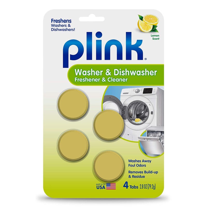 Plink-9024 Summit Brands Washer and Dishwasher Freshener Cleaner, 4 Tabs, Yellow, 1 Count (Pack of 4) - Image 1