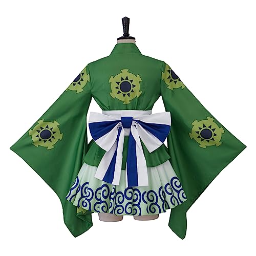 iSHOWcos Anime Green Kimono Costume Dress Female Girls Lolita Outfits Halloween Suit with Belt (Green, XXL) - Image 5