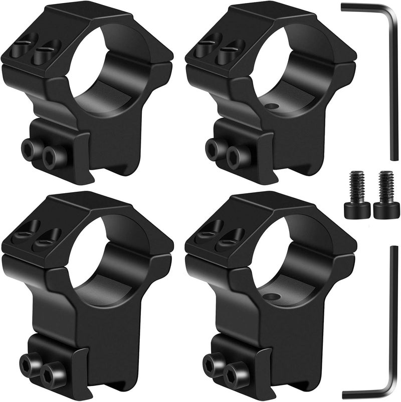 LONSEL 1'' Dovetail Scope Rings, 2Pcs High Profile & 2Pcs Medium Profile 1 Inch Scope Mount Rings for 11mm Dovetail Rails - Pack of 4 - Image 1