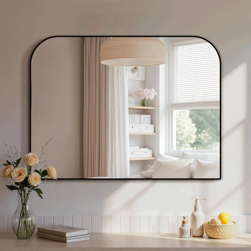 Delma Bathroom Vanity Mirror,30" x 40" Black Metal Framed Wall Mirror for Over Sink, Living Room, Bedroom,Entryway Decor - Image 1