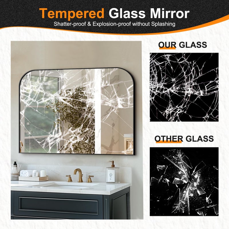 Delma Bathroom Vanity Mirror,30" x 40" Black Metal Framed Wall Mirror for Over Sink, Living Room, Bedroom,Entryway Decor - Image 4