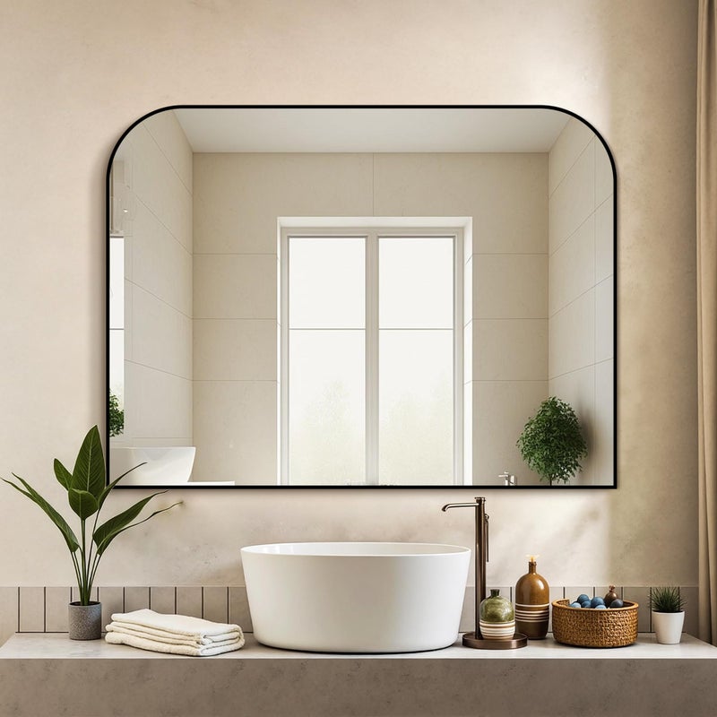 Delma Bathroom Vanity Mirror,30" x 40" Black Metal Framed Wall Mirror for Over Sink, Living Room, Bedroom,Entryway Decor - Image 2