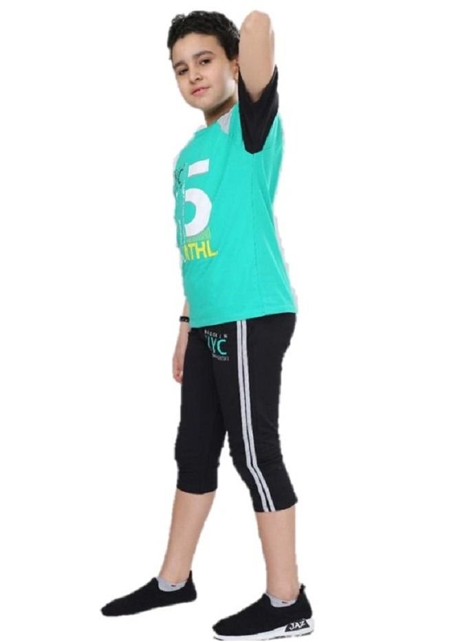 lecoo Boys summer cotton pajamas - suitable for going out, clubbing and home - sizes from 4 to 12years - consisting of a T-shirt and short pants  - Image 3