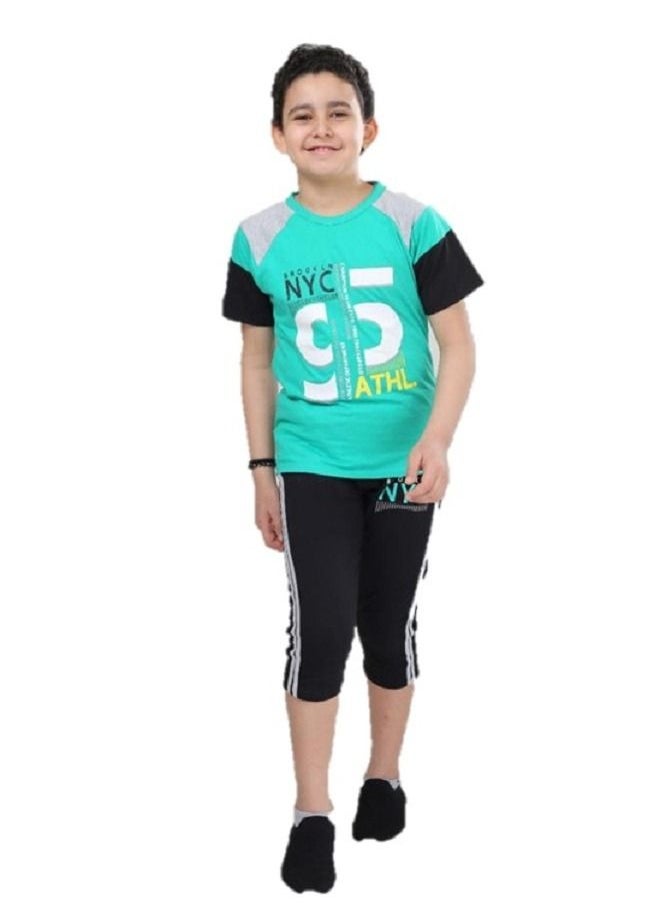 lecoo Boys summer cotton pajamas - suitable for going out, clubbing and home - sizes from 4 to 12years - consisting of a T-shirt and short pants  - Image 4