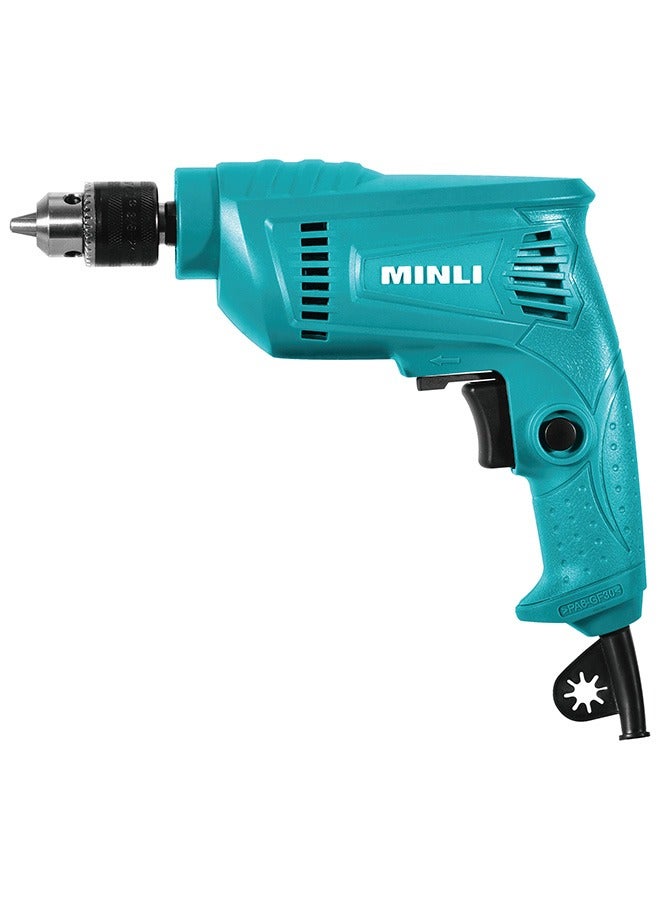 مينلى مينلي – مثقاب كهربائي 10 مم عالي القدرة للاستخدام على الخشب والمعدن والجدران | مزود بتحكم في السرعة حتى 3000 دورة في الدقيقة | تصميم خفيف الوزن ومريح | الموديل 51216 (10 مم) - Image 1