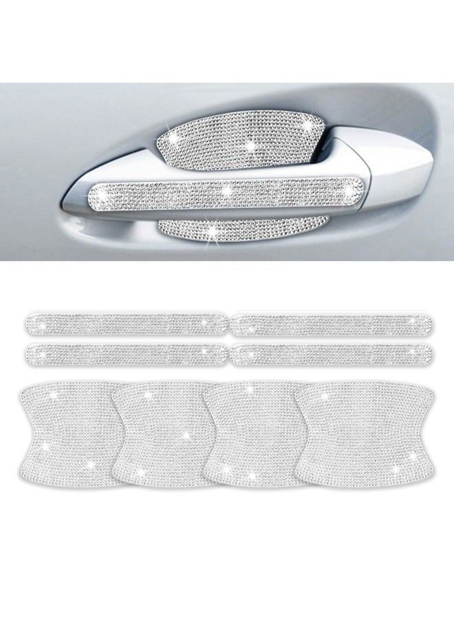INSAUTO Rhinestone Car Door Handle Stickers - 8PCS Bling Car Accessories Crystal Glitter Door Handle Protector Stickers and Decals Scratch Safety Reflective Auto Sticker for Woman & Man - Image 1
