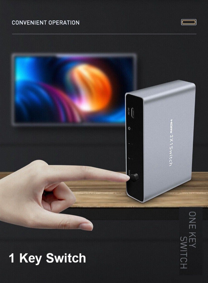 4K 3D Bi-Direction 2x1 HDMI Switch 1x2 Splitter Video Converter PC To TV Monitor - Image 4