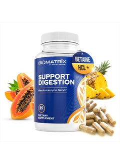 BioMatrix Digestive Enzymes Supplement (90 Capsules) Support Digestion - with Purified Bile, Pancreatin, Plant Enzymes, Ox Bile, Betaine HCL, Support Digestion of Fats Carbohydrates and Proteins  - Image 1