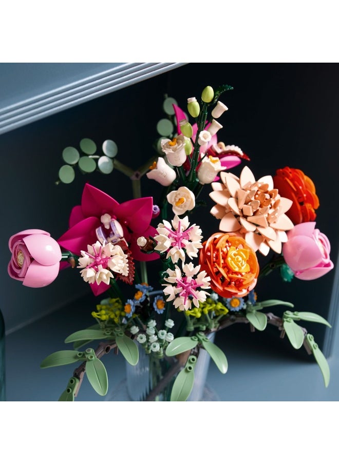 LEGO - Botanicals Pretty Pink Flower Bouquet Set for Adults - Floral Home Decor Building Kit with Artificial Roses, Daisies, Cornflowers and Elderflowers - Nature Gifts for Women and Men - 10342 (749 pieces) - Image 1
