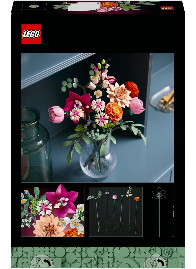 LEGO - Botanicals Pretty Pink Flower Bouquet Set for Adults - Floral Home Decor Building Kit with Artificial Roses, Daisies, Cornflowers and Elderflowers - Nature Gifts for Women and Men - 10342 (749 pieces) - Image 1