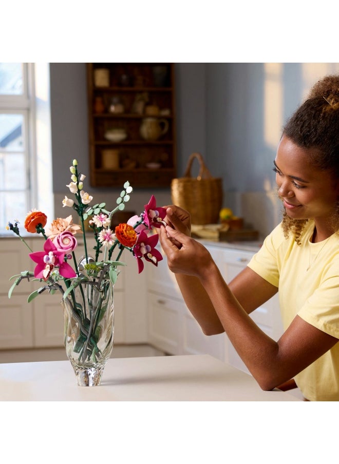 LEGO - Botanicals Pretty Pink Flower Bouquet Set for Adults - Floral Home Decor Building Kit with Artificial Roses, Daisies, Cornflowers and Elderflowers - Nature Gifts for Women and Men - 10342 (749 pieces) - Image 1