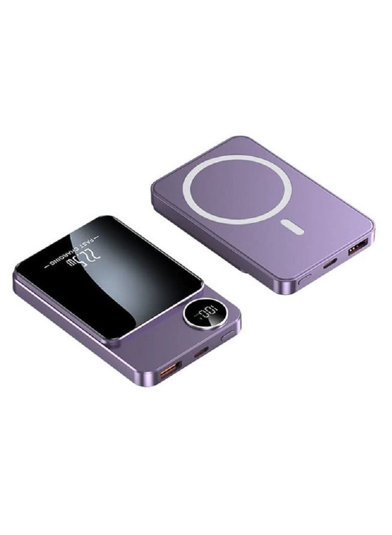 Raxoom DOLTRI - Portable 22.5W (74Wh) Charger 5000mAh Power Bank, Magnetic Wireless Quick Charging Power Banks with LED Display (Purple) - Image 2