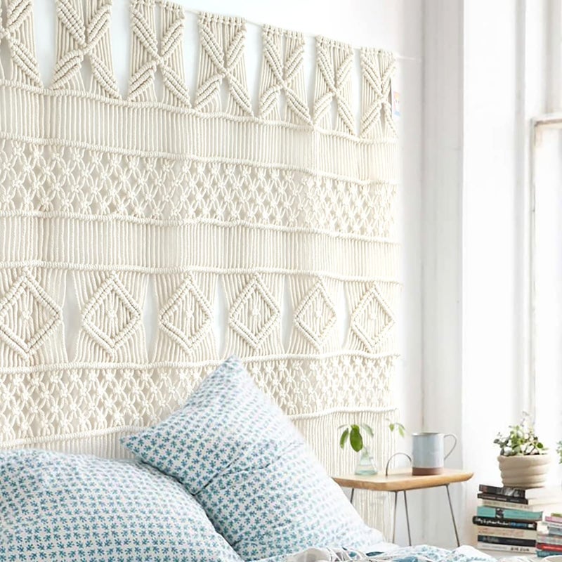 Flber Macrame Wall Hanging Macrame Curtains Boho Door Curtain Panels Handmade Wall Art Home Wall Dcor52x 57 