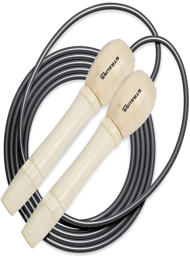 STRAUSS Wooden Skipping Rope - Comfortable Anti-Skid Handles, Smooth Ball Bearing System, Lightweight & Durable for Fitness Training and Exercise (Grey) - Image 1