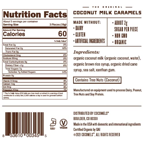Cocomels Sea Salt Coconut Milk Caramels 35 oz 3 Pack Dairy Free Vegan Organic - Image 5