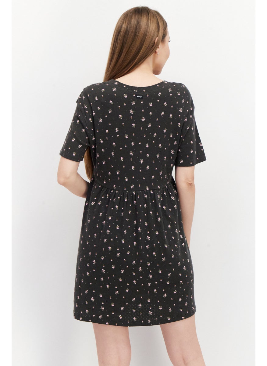 rvca Women Allover Print Mini Dress, Charcoal Combo  - Image 2