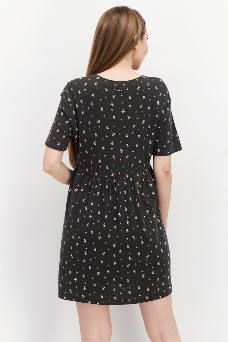 rvca Women Allover Print Mini Dress, Charcoal Combo - Image 2