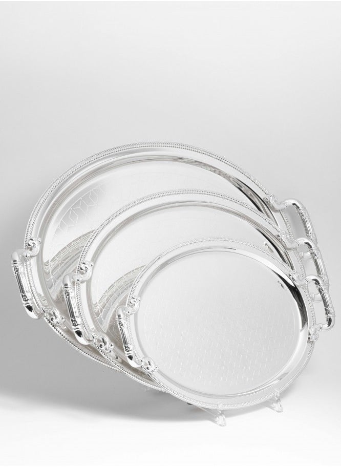 Binshihon Bin shihon steel Tray set 3 pcs with Silver design  - Image 1