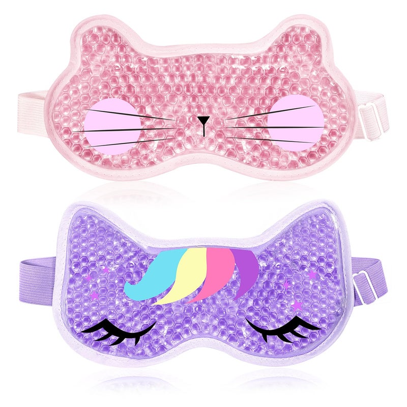 CONBELLA 2PCS Adorable Cooling Eye Mask Gel Eye Mask, Reusable Hot Cold Therapy Cold Eye mask for Post Surgery, Puffiness, Dark Circles, Eye Bags, Dry Eyes, Migraines with Soft Plush Backing - Image 1