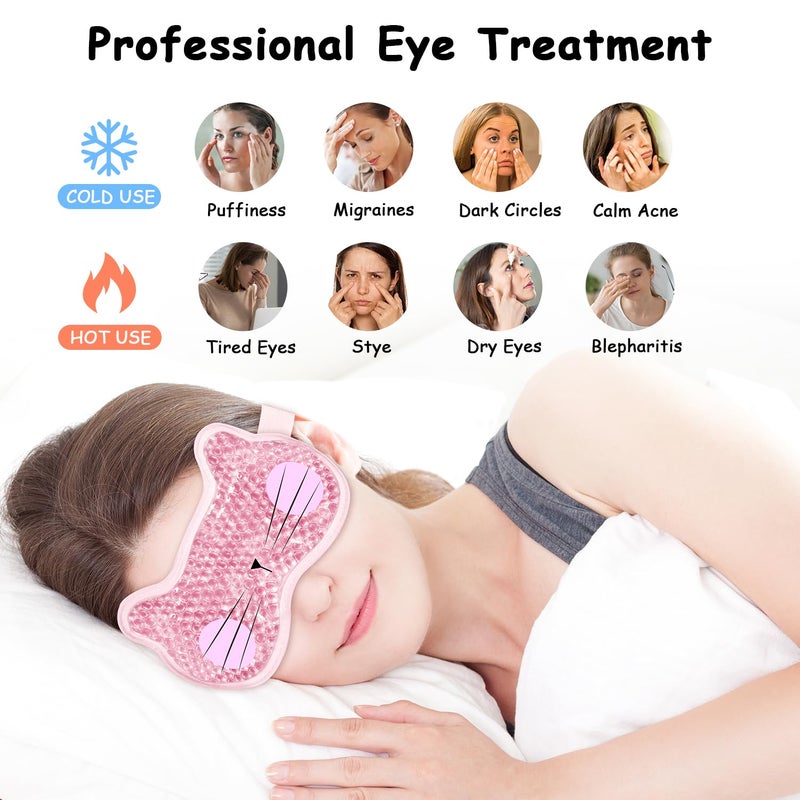 CONBELLA 2PCS Adorable Cooling Eye Mask Gel Eye Mask, Reusable Hot Cold Therapy Cold Eye mask for Post Surgery, Puffiness, Dark Circles, Eye Bags, Dry Eyes, Migraines with Soft Plush Backing - Image 2