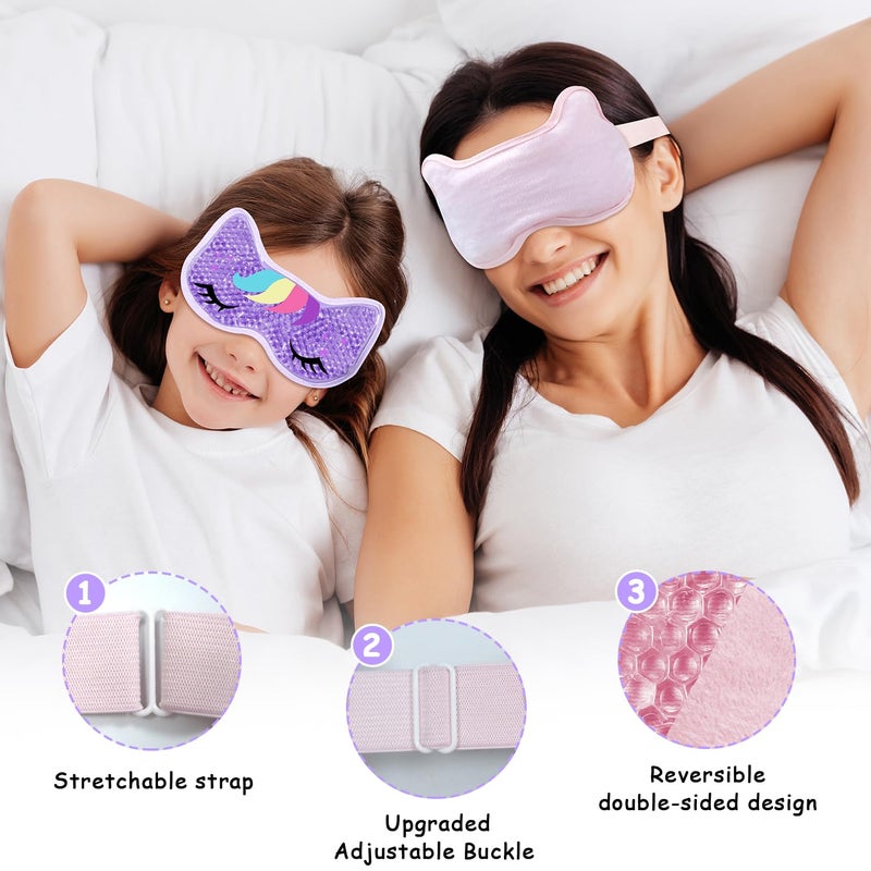 CONBELLA 2PCS Adorable Cooling Eye Mask Gel Eye Mask, Reusable Hot Cold Therapy Cold Eye mask for Post Surgery, Puffiness, Dark Circles, Eye Bags, Dry Eyes, Migraines with Soft Plush Backing - Image 3