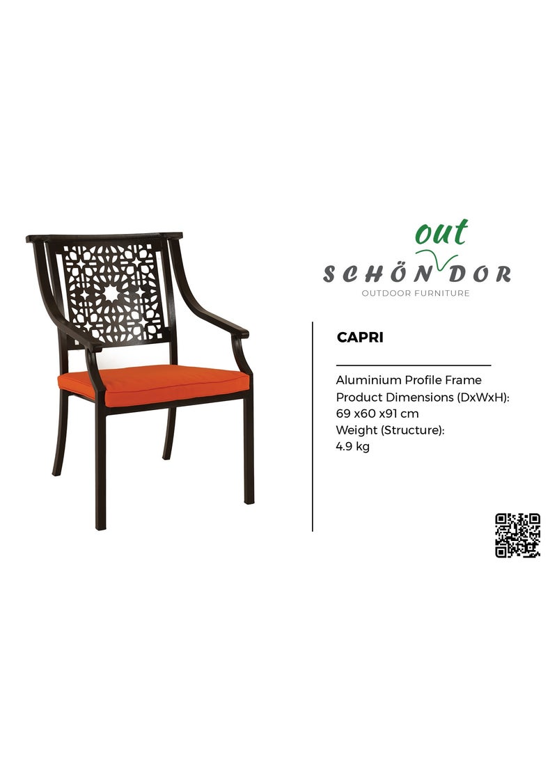 Schondor Furniture Capri | Arm Chair | Outdoor Furniture | Made in Aluminum Cast | Patio | Garden | Backyard | Restaurants  - Image 2