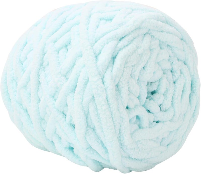 Chunky Knitting Yarn - Soft Plush Thick Polyester Yarn for Hand Knitting Blankets, Cushions, Pet Beds, Home Decor - Premium Craft Yarn (06 Blue) - Image 1