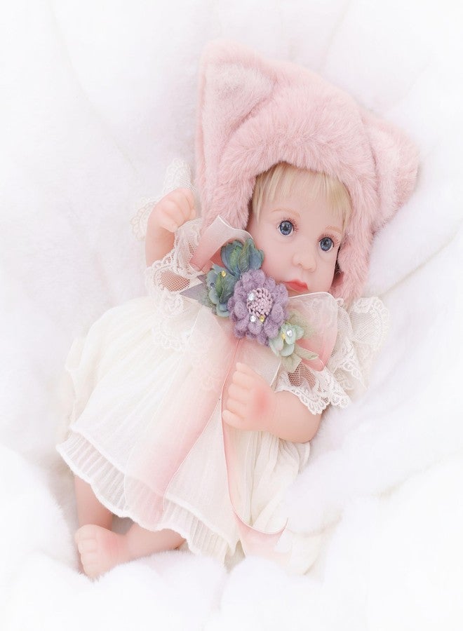Cloveray Reborn Baby Doll 12 Inch – Full Vinyl Body Realistic Girl with Pink Fox Hat & Hand-Painted Details – Cute Animal Doll Gift for Kids - Image 1