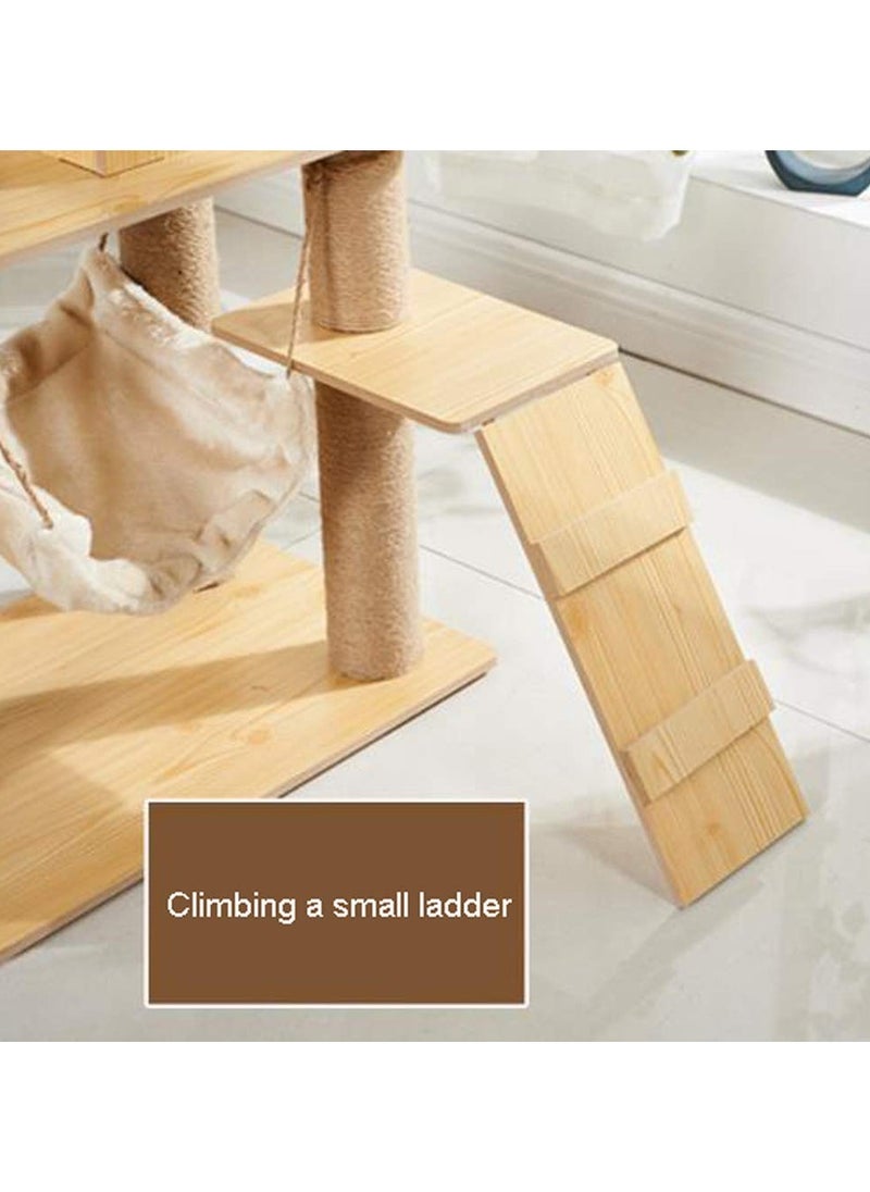 XiuWoo - 53inch Modern Wood Cat Tree Cats Tower With Apartment,Sisal Scratching Post,gazebo,hammock And Ladder,Kitten Furniture Activity Centre - Image 1